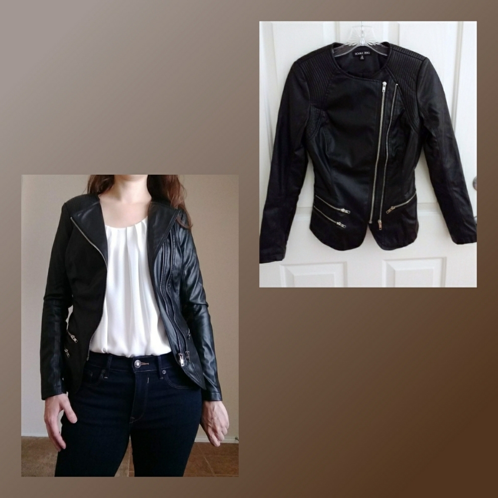 Black vegan leather blazer style jacket- Size Sm